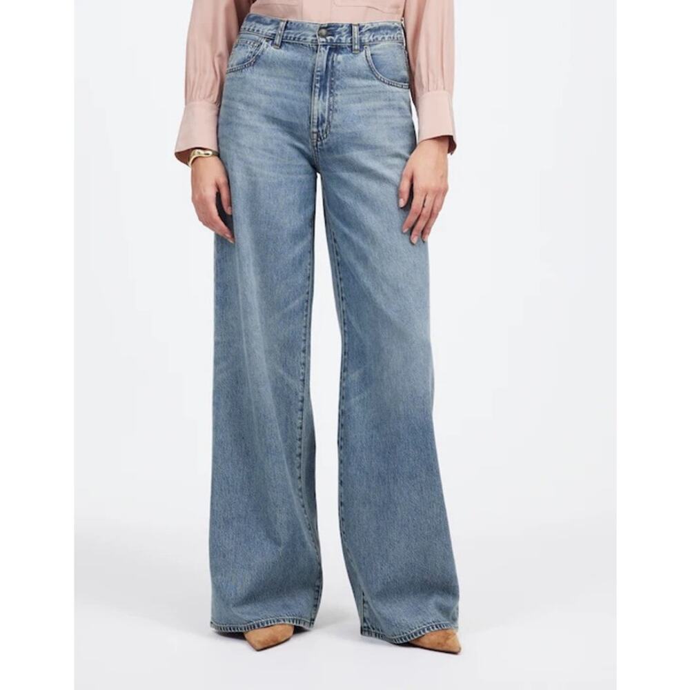 $148 New Madewell Petite Superwide leg Jeans- Airy Denim - 24P